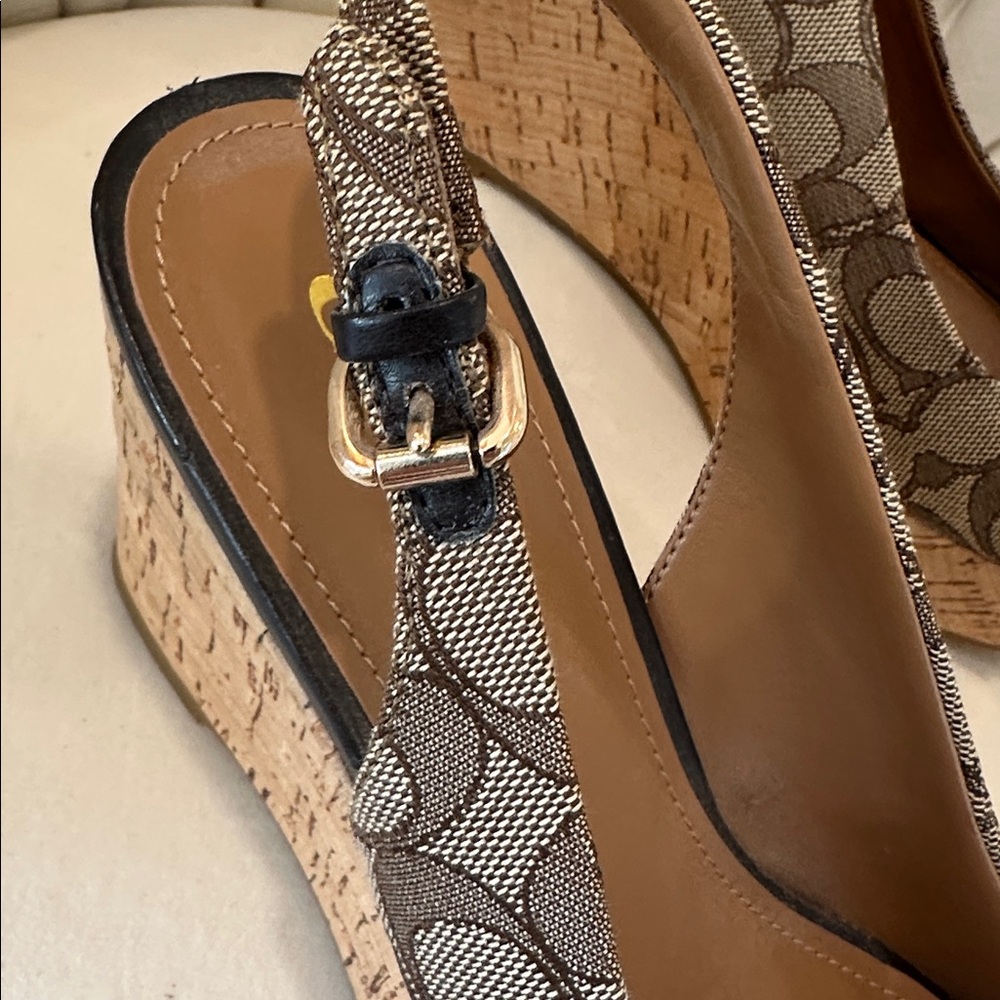 Coach Tan and Brown Patterned Wedges - Picture 6 of 8